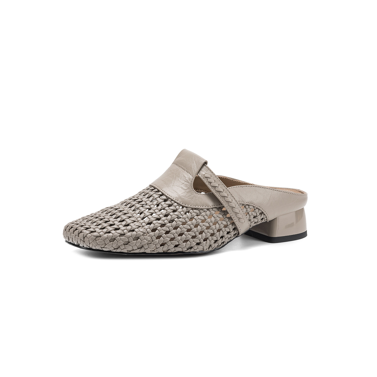 Dép sandal nữ quai chữ V đan dệt, gót thấp 3 cm, phong cách vintage — đen chi tiết 26