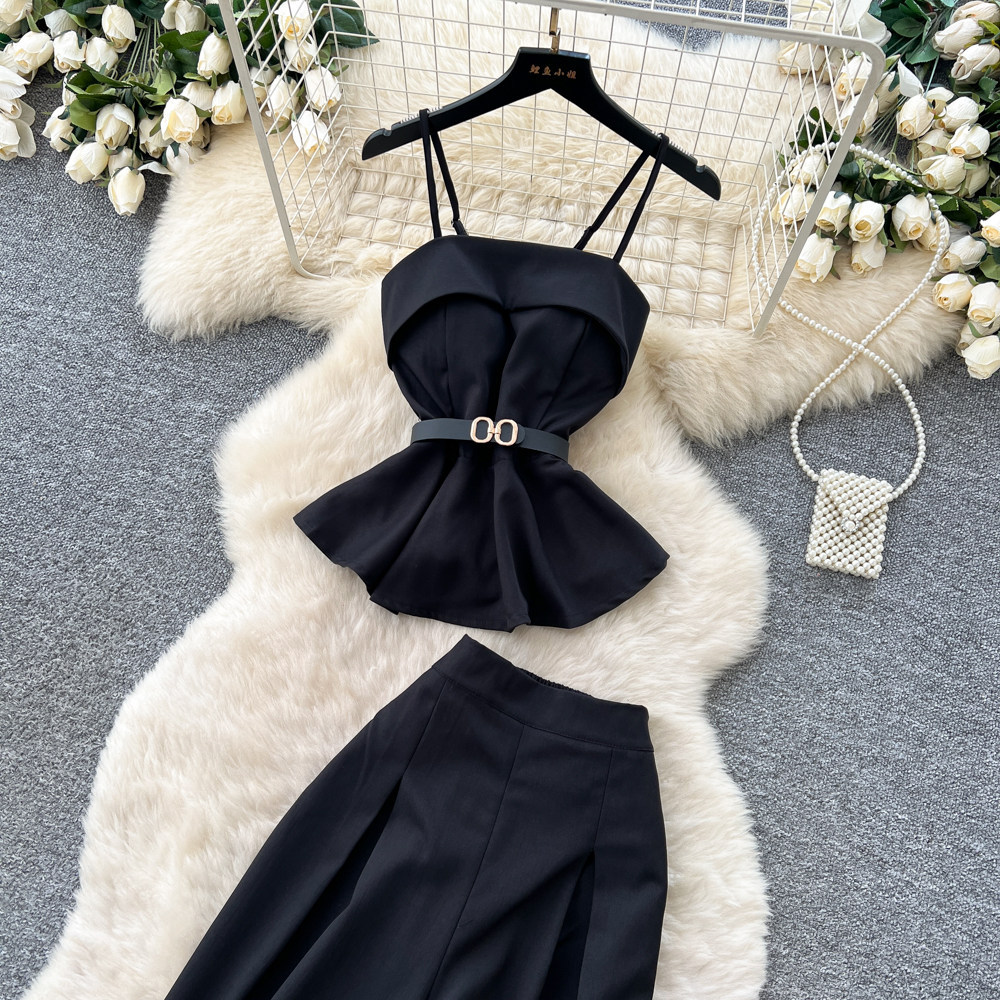 Minimalist Women's Summer Commuter Suit High Waisted Two Piece Set_voghion.com