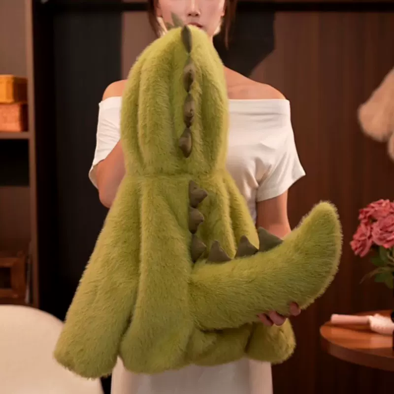 男童女童大尾龙2025新款儿童高定款连帽加绒加厚恐龙毛毛外套上衣