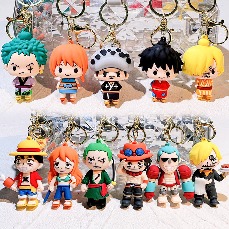 2024 New One Piece Keychain Luffy Nami Essolon Keychain Dragon Ball Doll Men's and Women's Pendant