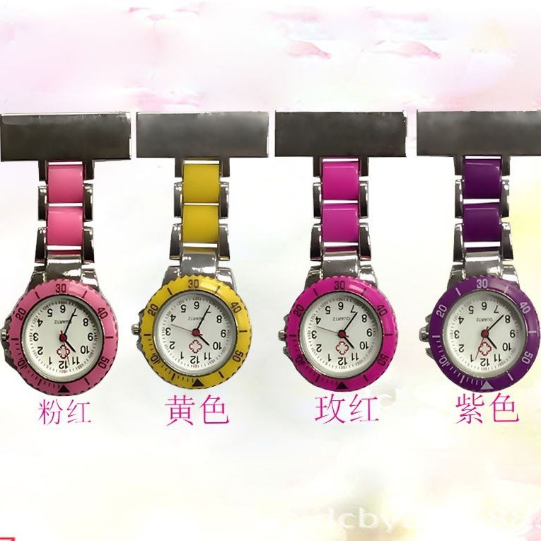 Wholesale Women's Rectangular Nurse Badge Watches with Plastic Inserts, Creative Nurse and Doctor Pocket Watches, Fashionable