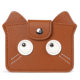 Cowhide Texture Retro Cartoon Cat Card Holder Small, Light and Large Capacity Real Soft Leather Card Holder Bank Card Coin Purse