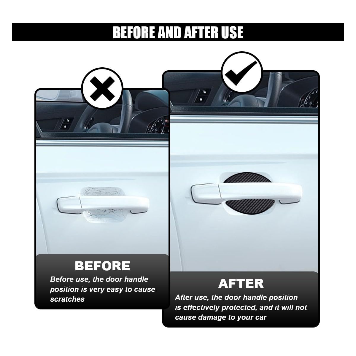 Amazon's Best-Selling Universal Car Magnetic Door Handle Carbon Fiber 4Pcs Car Anti-Scratch Protective Film