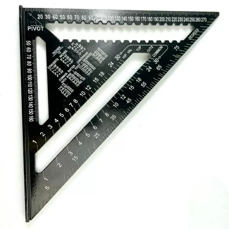 [90-degree triangle ruler 7inch metric imperial aluminum profile black oxide triangle 45-degree right angle ruler wholesale]