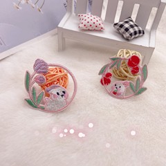 建連うさぎ刺繍布ステッカー、古風中秋節ハンドバッグ飾りステッカー、刺繍パッチステッカー、服飾ステッカー