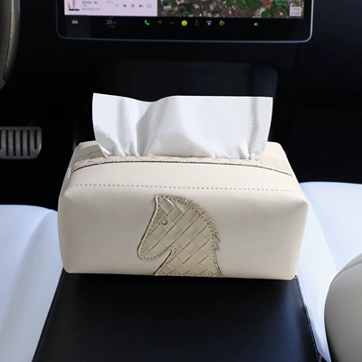the Horse Tissue Box, Car tissue box/set - lucky-horse-apricot-woven-pattern