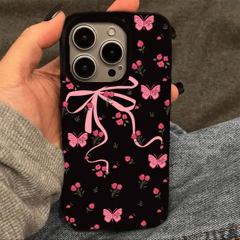 Pink Bow Suitable for Apple 16Promax Niche Phone Case Iphone15 New Model 14 Creative 17 Soft Case