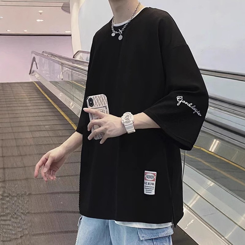 Summer 2025 Trendy Loose Fit Oversized T-Shirt with Heavyweight Short Sleeve, Hong Kong Style Cool and Fashionable