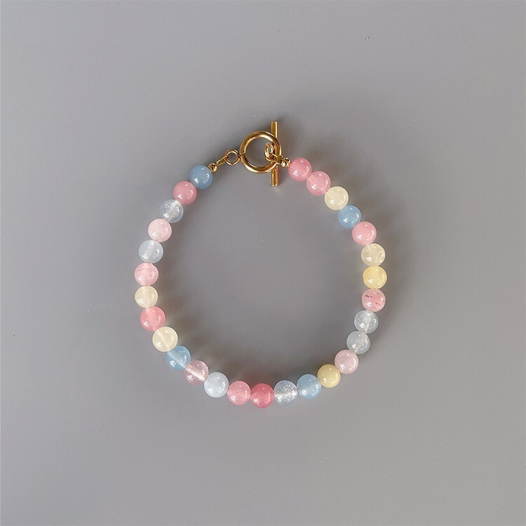 2026 Spring/Summer European and American New Style Colorful Candy Color Dopamine Faceted Natural Stone Beaded Bracelet for Women, Simple and Unique 2026 Spring/Summer European and American New Style Colorful Candy Color Dopamine Faceted Natural Stone Beaded Bracelet for Women, Simple and Unique