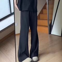美式复古微喇西裤男款夏季cleanfit黑色西装裤垂感高级感薄款裤子