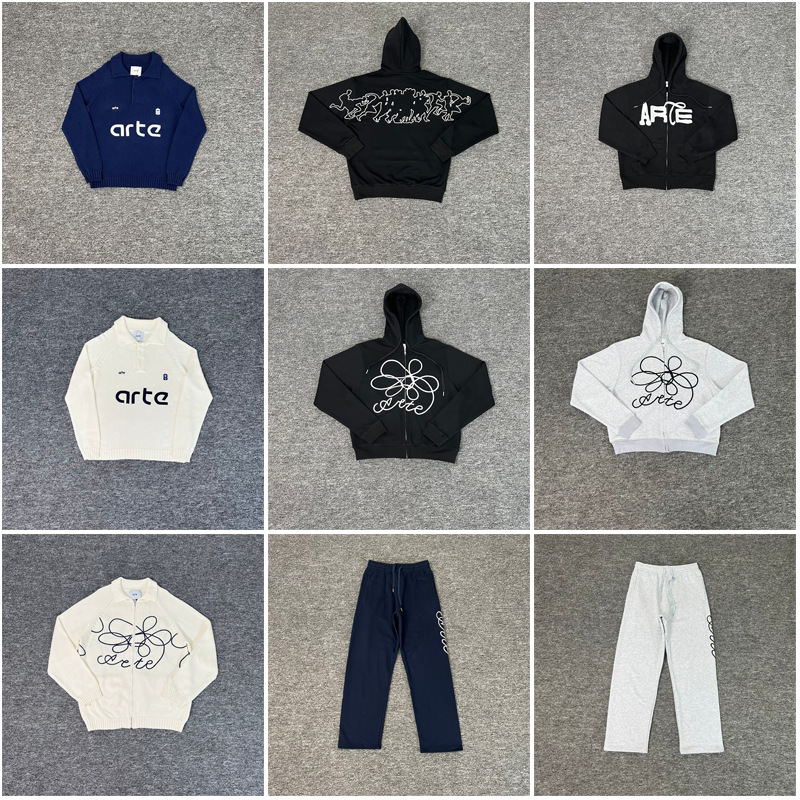 Cross-Border Foreign Trade Trendy Brand Arte Rose Floral Letter Print Zipper Jacket Loose Casual Couple Hooded Sweatshirt Cross-Border Foreign Trade Trendy Brand Arte Rose Floral Letter Print Zipper Jacket Loose Casual Couple Hooded Sweatshirt