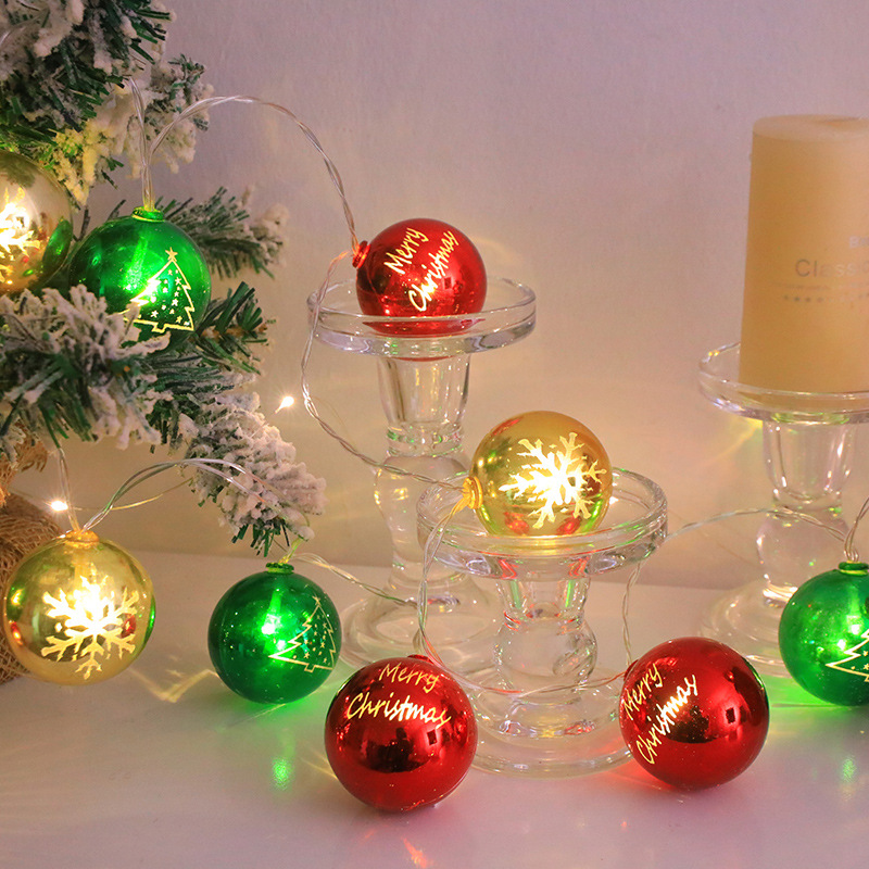 Estrellas lámparas galvanizadas bolas de Navidad árboles de Navidad flocos de nieve Merry Christmas luces de color Navidad decoración de luces de cadena