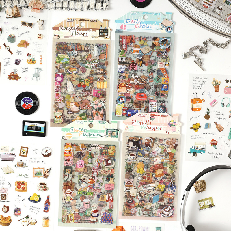 Colorful Ink Story Series Pet Stickers Dessert Decoration Life Material Collage Phone Case Journal Aesthetic Stickers Colorful Ink Story Series Pet Stickers Dessert Decoration Life Material Collage Phone Case Journal Aesthetic Stickers