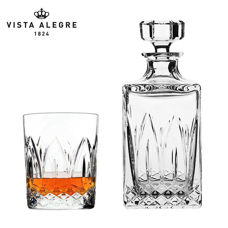 Portugal Vista Alegre Imported Handmade Carved Whisky Glass Crystal Glass Wine Bottle Gift Set