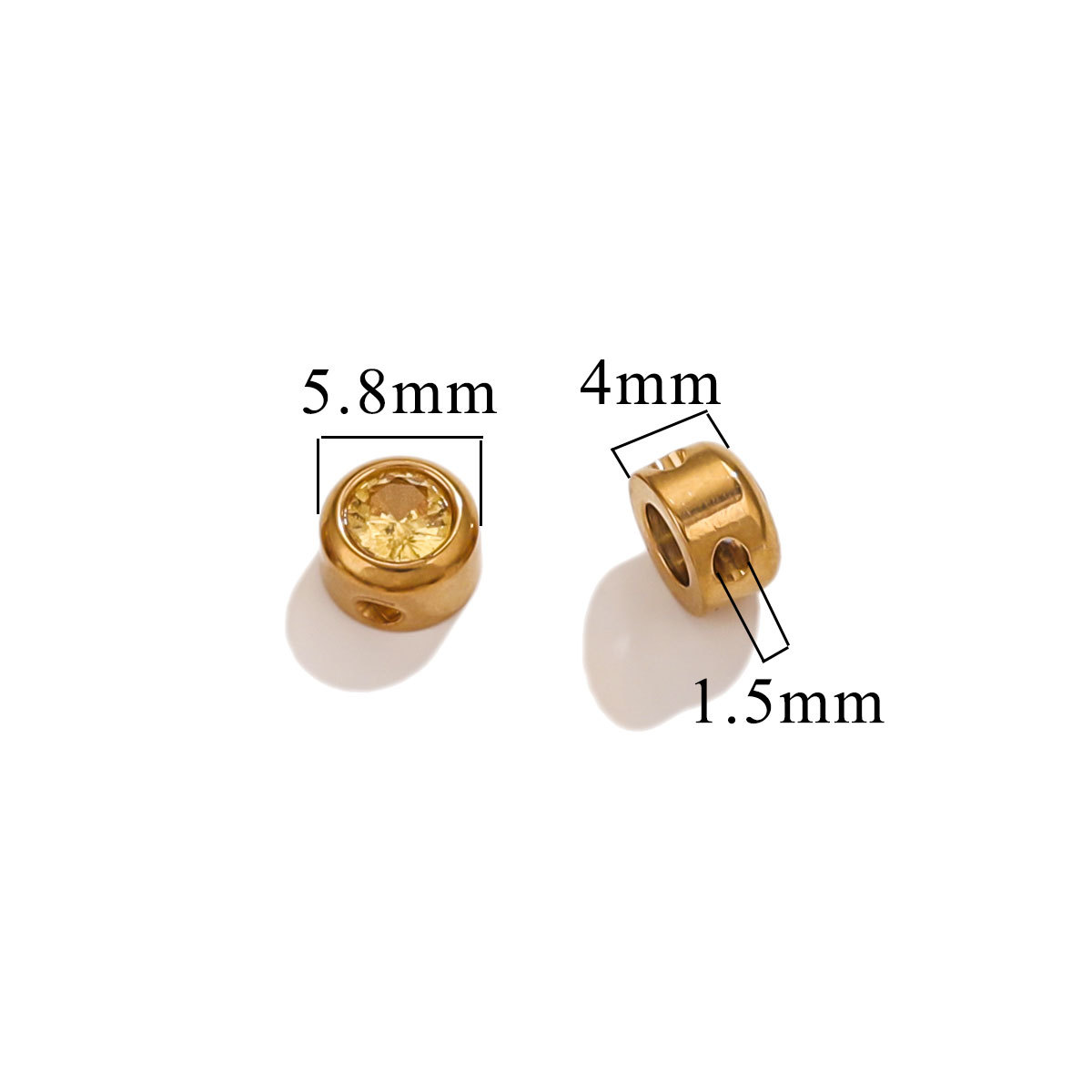 Nuevo redondo U perforación cuentas de acero inoxidable galvanizado cuentas DIY acuarela de color diamante accesorios de collar de 6 mm