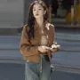 春秋长袖复古纯色上衣
