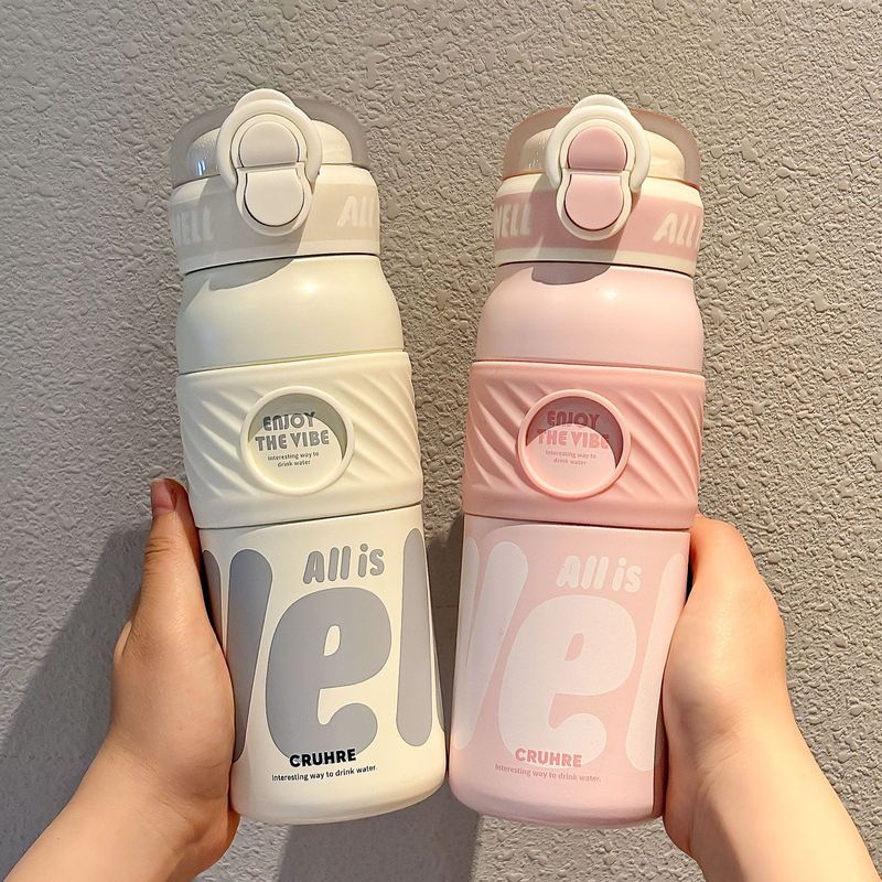 WELL シンプルなワンカップダブルドリンク高価値断熱 316 ステンレス鋼ウォーターカップロックポータブルストロースポーツカップ|undefined