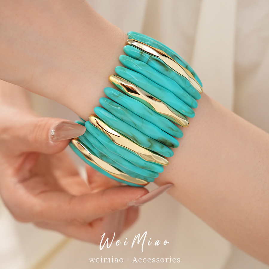 Pulsera acrílica de cuerda elástica teñida de acrílico ligera de lujo nicho pulsera de alta sensación de estilo europeo y americano temperamento de personalidad joyería image 5