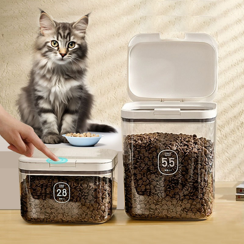 Cat Food Storage Bucket Dog Food Sealed Bucket Cat Litter Special Moisture-proof Storage Bucket10 Catties Pet Vacuum Snack Storage Box