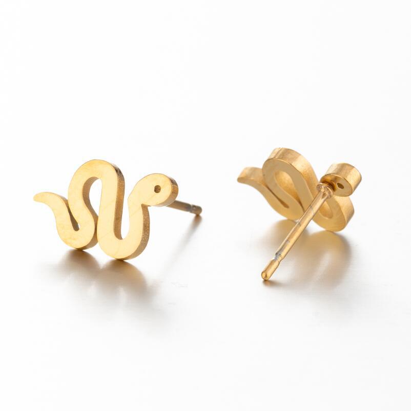 1 Pair Simple Style Snake Stainless Steel Plating Ear Studs display picture 4