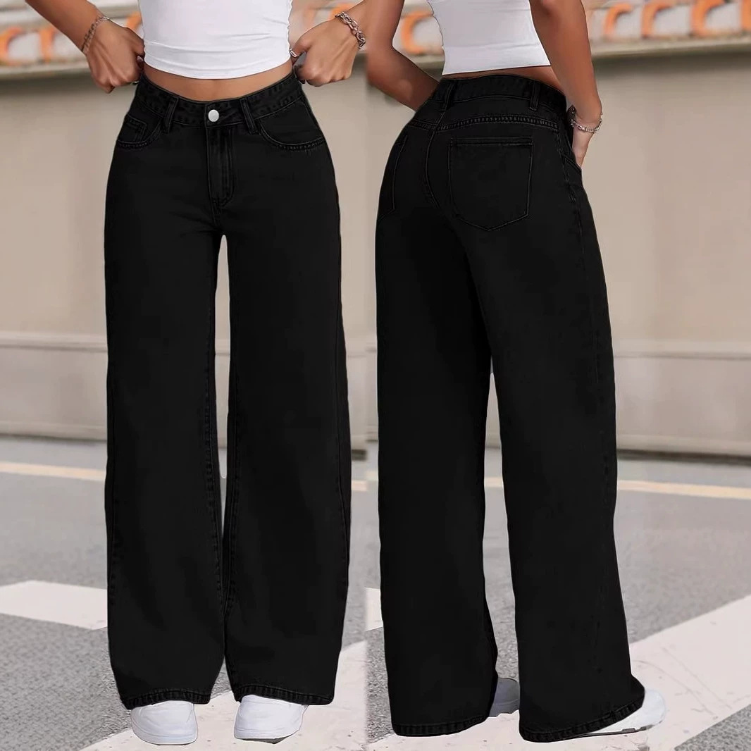 Amazon AliExpress Women's Jeans Spring and Autumn New Loose Casual Straight Fashion Trendy Wide-Leg Long Pants