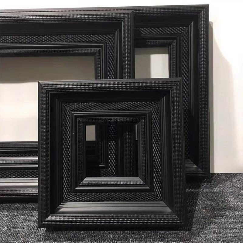 Oil Painting Frame Outer Frame European-Style Vintage Picture Frame Wide-Edge Pure Black Small Picture Frame Export-Grade Quality Photo Frame Oil Painting Frame Outer Frame European-Style Vintage Picture Frame Wide-Edge Pure Black Small Picture Frame Export-Grade Quality Photo Frame