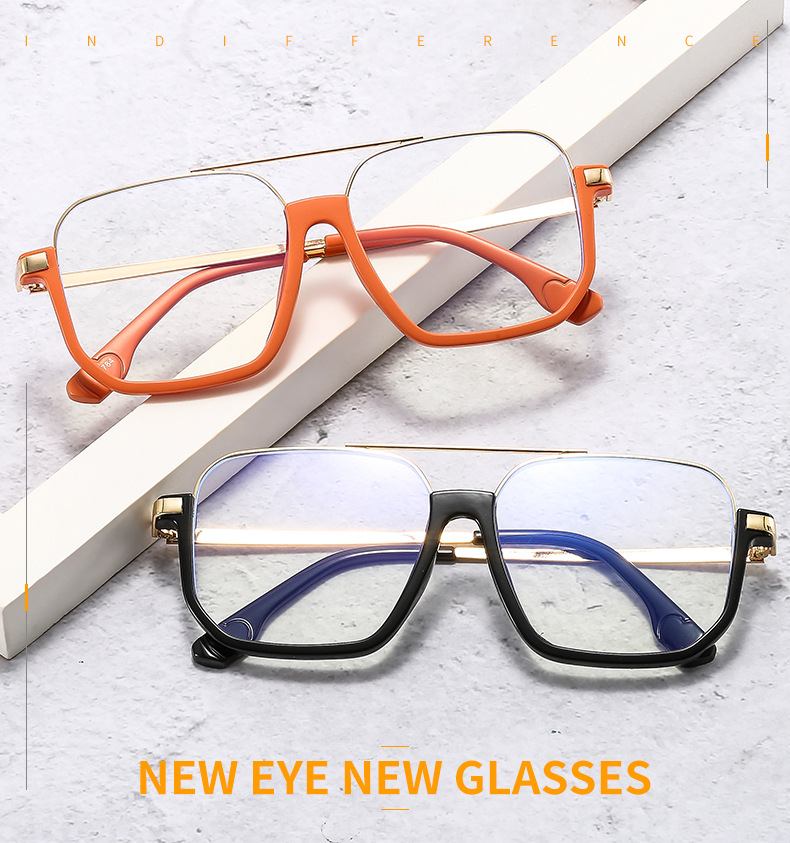 95g Weight Fashion Color Block Tac Square Patchwork Half Frame Optical Glasses