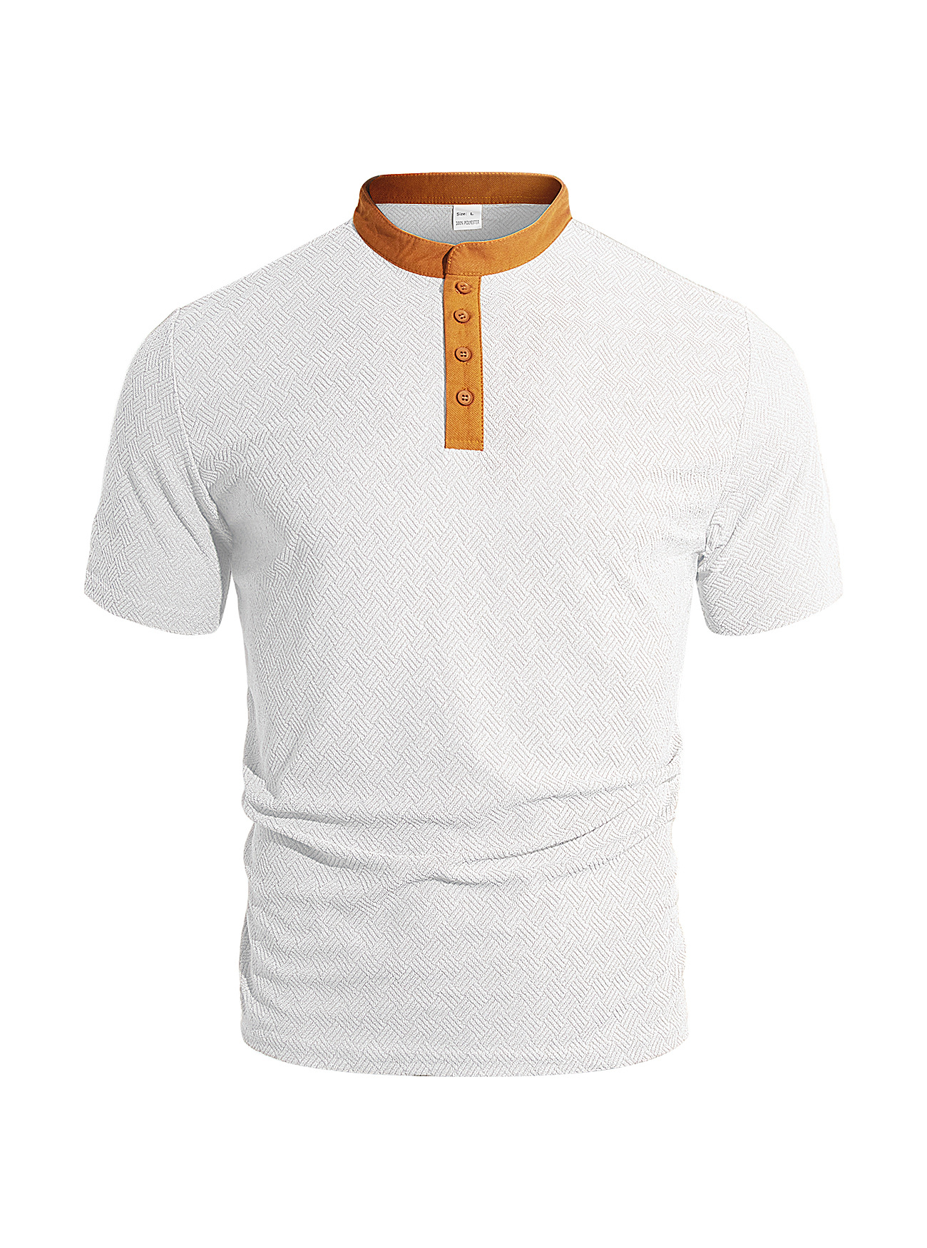 Nuevo transfronterizo de Europa y América Amazon verano hombre botón de cuello redondo color de manga corta hombre camiseta de hombre delgada