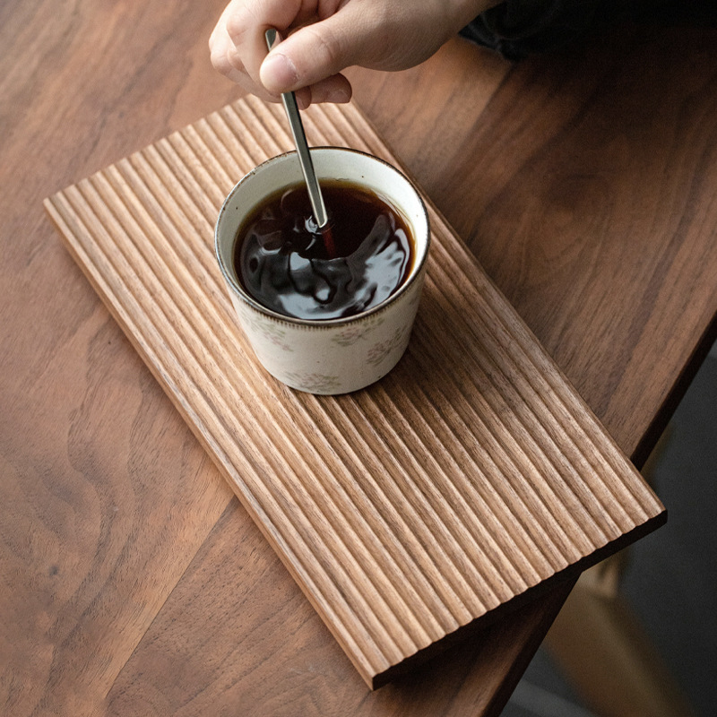 Japanese Handmade Tea Tray Black Walnut Solid Wood Whole Wood Hand Carved Tray Wooden Plate Tea Tray