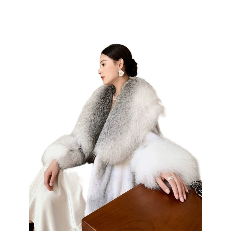  imported mink coat for women full mink long cross mink mink imitation fur Maillard coat fox