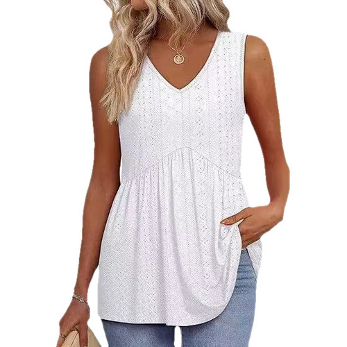 European and American summer women's vest hot new printed wrinkled T-shirt