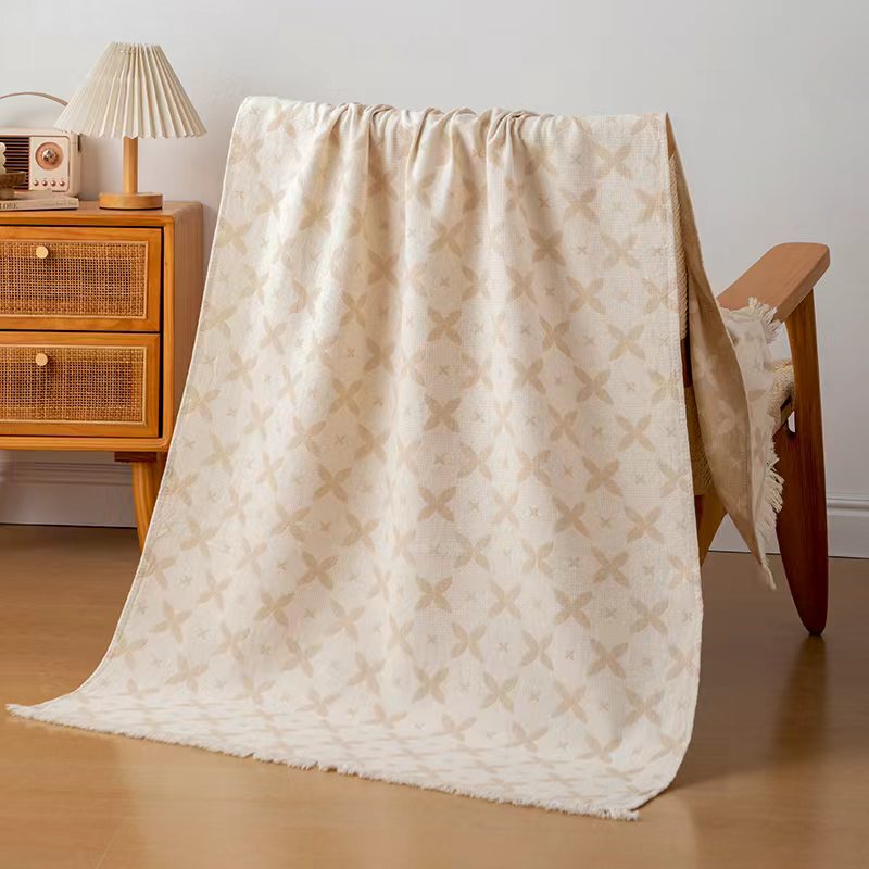 Robuma Adult Bath Towel Retro Pastoral Style Ins Korean-Style Hemp Bath Towel Hemp French-Style Bath Towel 75*150