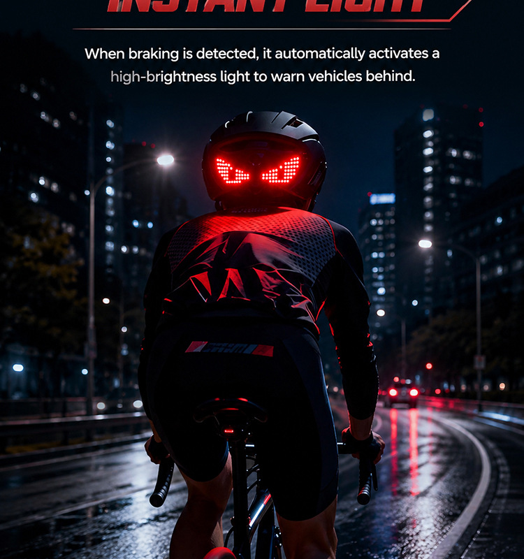 Cross-border motorcycle and bicycle helmet LED devil's eye warning light, night riding devil's eye decorative ambient light