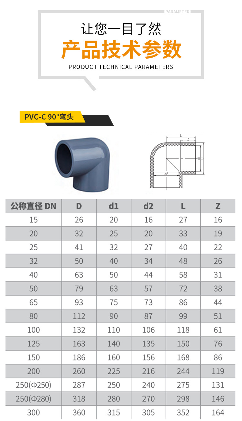 凯鑫KXPV定制PVC-C 90°弯头承插化工塑料CPVC承插弯头加工-阿里巴巴