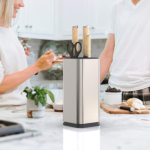 Stainless steel knife holder kitchen knife kitchen rack storage free insertion knife barrel fruit knife barrel Amazon
