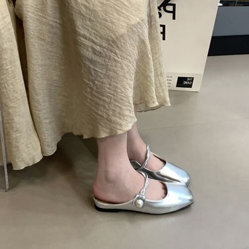 French Marie Jane Baotou Half Slippers Women's Shoes External Wear 2025 New Spring and Summer Flat Quality Half Support Single-layer Shoes