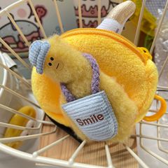 Cute Plush Fabric Airline Pilot Zero Wallet Girl Small Wallet Charm Mini Zip Coin Card Holder BH276