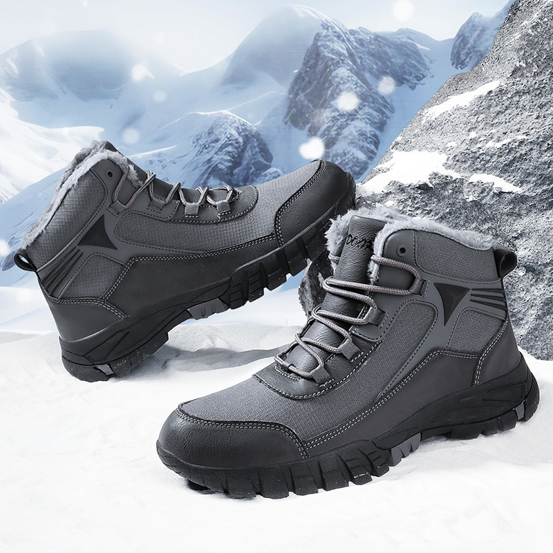 Botas de nieve del noreste los hombres se mantienen calientes en invierno y engrosan la parte superior de los zapatos de algodón al aire libre botas de algodón de gran tamaño