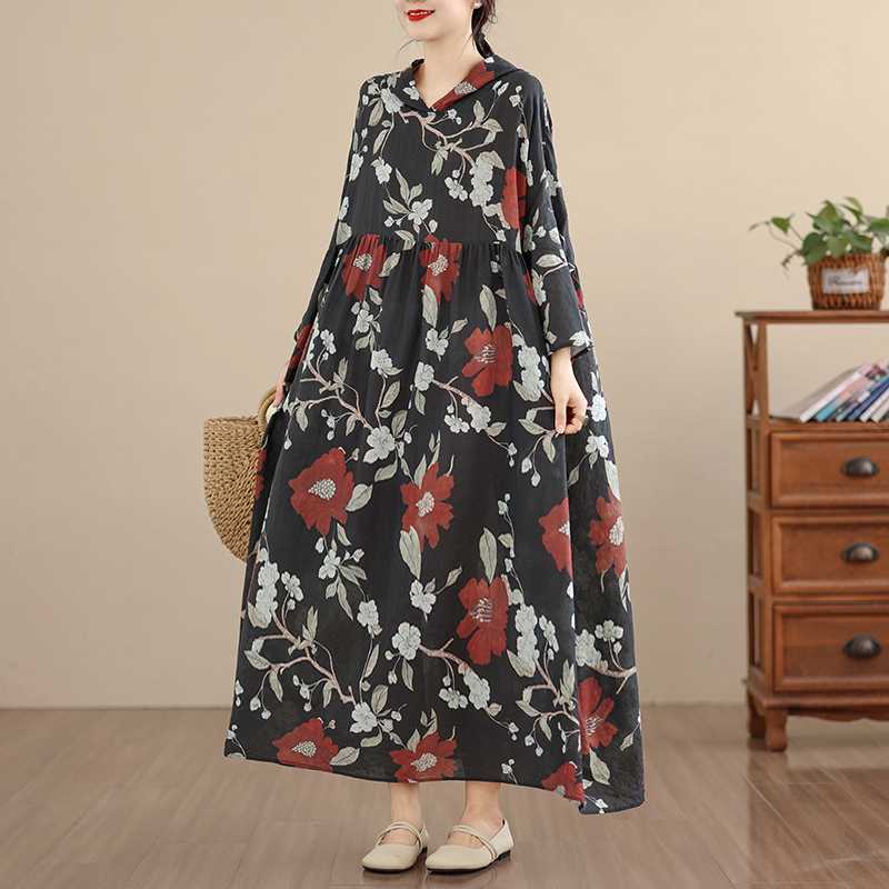 Spring retro dress with hood