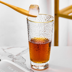 Japanese hammered gold-edged glass cup household teacup retro embossed water cup for women drinking cups wholesale