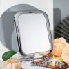 Square round silver handheld dressing table, folding double-sided mirror