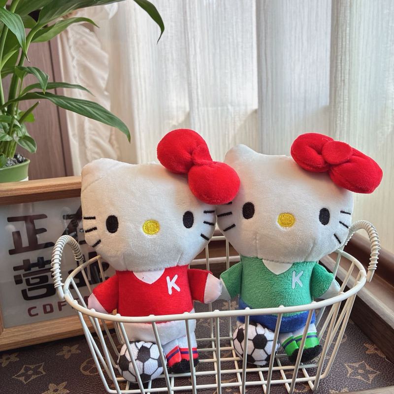 可爱萌足球kt猫小挂件毛绒玩具公仔小猫咪包包挂饰钥匙扣娃娃玩偶|undefined