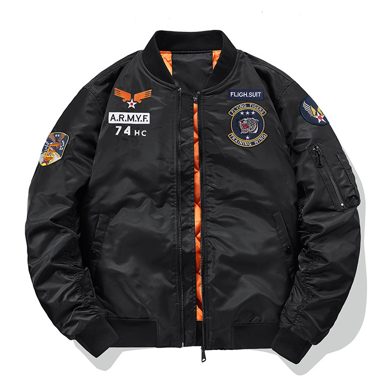 Men's Clothing Men's Autumn And Winter Trendy Brand Casual Embroidered Baseball Jacket Plus Cotton Jacket Top_voghion.com