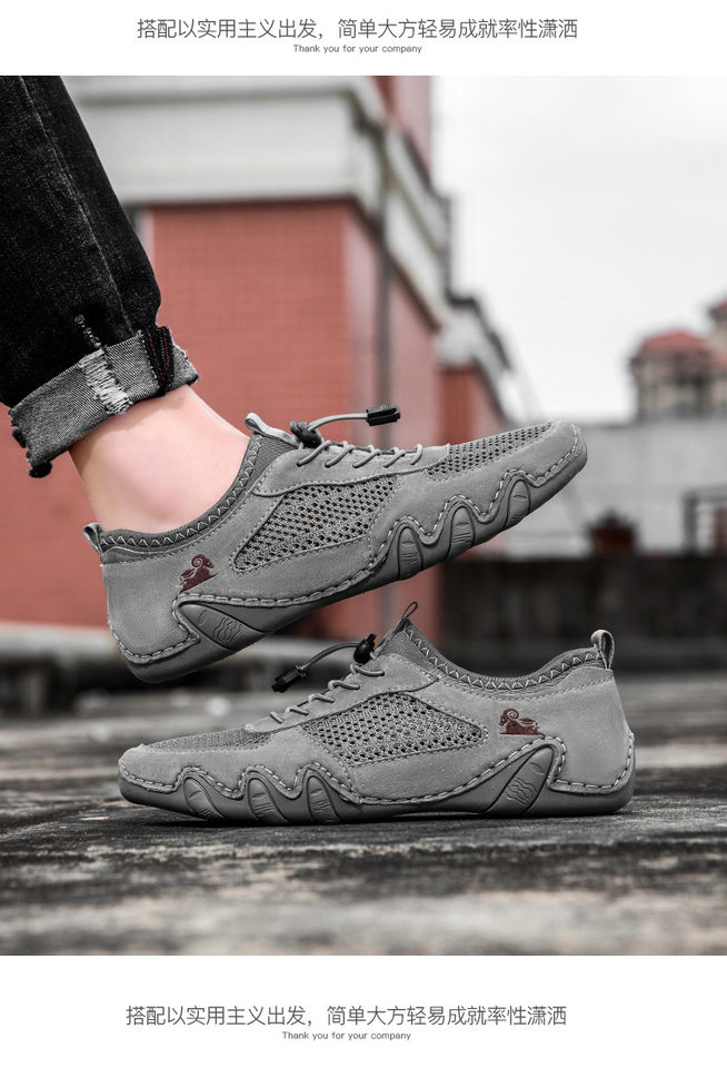Giày lười nam da thật phối lưới thoáng khí, đế cao su, form cỡ lớn — G8066 màu kaki, G8066 màu xám, G8066 màu đen, Z8066 màu kaki chi tiết 20