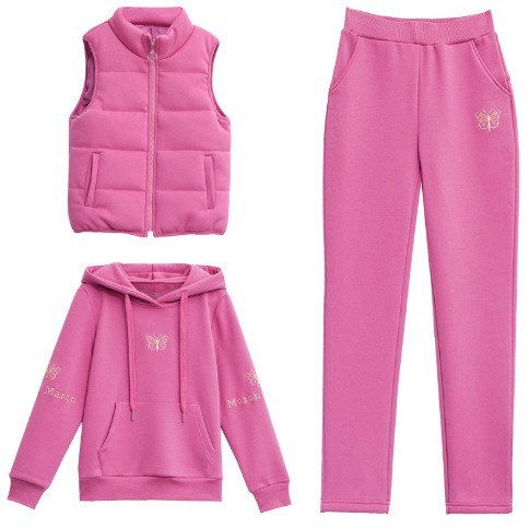 Vestă de damă, costum din trei piese, costum de vârstă mijlocie și vârstnici, plus costum sport îngroșat din catifea, haină de iarnă rezistentă la frig pentru femei, nouă_voghion.com