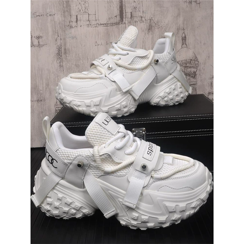 Мода дикие мужские маленькие белые туфли Европейская станция толстая подошва увеличила мужскую обувь спортивная обувь повседневная сетка дышащая папочка обувь