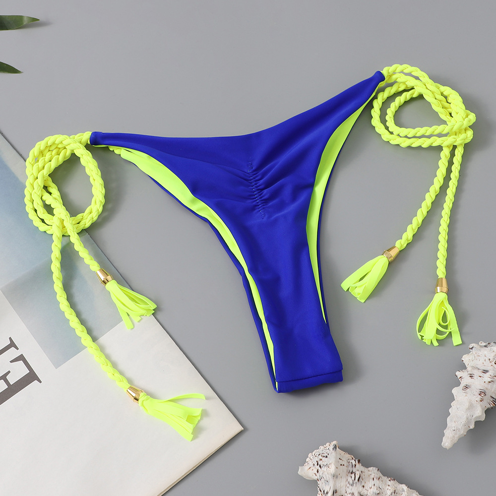 105g Weight Polyester Fabric Type split swimsuit Tops Type Swimming Pool, Beach Occasion Stripe, Solid Color Pattern Women's Gender Drawstring Craft Women's Stripe Solid Color 2 Pieces Set Bikinis Swimwear 21
