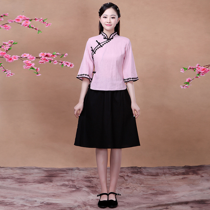 中華民国風学生服、レトロ文学漢服、綿麻、5月4日若者卒業シーズンクラス制服、合唱ドラマパフォーマンス服|undefined
