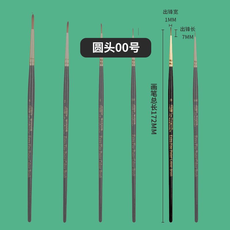 Windsor Newton Black Swan Watercolor Brush Nylon Round Head / Flat Head Black Short Strip Acrylic Brush Watercolor Brush