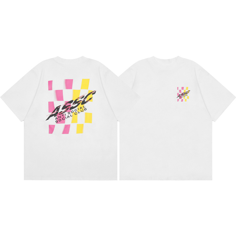 Diferencia de moneda del mercado ASSC CLUB fujiwaro Lightning serie impresa camiseta suelta de manga corta para hombres y mujeres